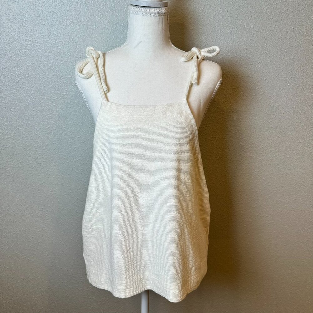 Madewell Tie-Shoulder Apron Tank Top in Ivory - Size L